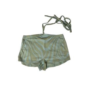 Green Groovy FP Movement by Free People Wavy Striped Tie Short Shorts